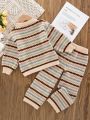 SHEIN Kids CHARMNG Young Girl Allover Pattern Sweater & Knit Pants