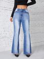 SHEIN Privé Washed Bootcut Denim Trousers