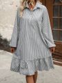 Women's Striped Dress With Ruffled Hem