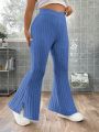 Plus Split Hem Flare Leg Pants