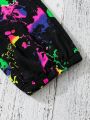 SHEIN Kids HYPEME Cut Out Tank Top & Splash Ink Print Pant