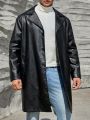 SHEIN Men Plus Belted PU Leather Trench Coat