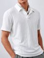 Manfinity Homme Men's Solid Color Knitted Casual Short Sleeve Polo Shirt