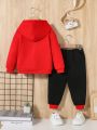 SHEIN Infant Boys' Cute Cartoon Pattern Long Sleeve Hoodie And Long Pants Set