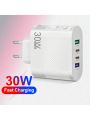 White 3.5a Mobile Phone Charger With Multiple Interfaces Including 2 Type-c Pd And 2 Usb Charging Ports. Travel Charger For Xiaomi, Huawei Devices, Adapter