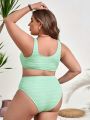 SHEIN Swim Basics Plus Size Women's Strap Swimsuit Set