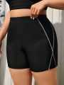 SHEIN Swim SPRTY Plus Size Contrast Stitched Swimsuit Shorts