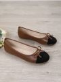 Bow-Knot Design Flat Shoes With Soft, Comfortable Sole, Low Heel, And Low Cut For Women, Spring/summer/autumn