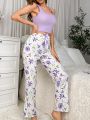 Floral Print Bow Front PJ Set