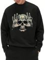 Men's Skull Printed Long Sleeve Sweatshirt