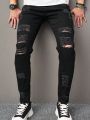 Men Ripped Frayed Skinny Jeans