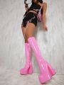 Women'S Fashionable Pink Knee-High Boots