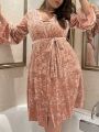 Plus Size Dress And Robe Set