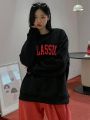 Dazy Tall Kpop Letter Printed Oversized Sweatshirt