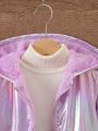 Young Girl Holographic Teddy Lined Hooded Jacket Without Sweater