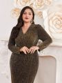 SHEIN Modely Plus Size Leopard Print Wrap Dress