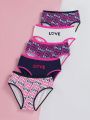 Pack Of 5 Girls' Underwear With Letter Print