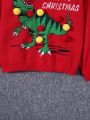 SHEIN Boys Christmas Dinosaur Pattern Drop Shoulder Sweater