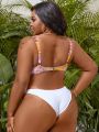 SHEIN Swim Chicsea Plus Size Women's Leaf Print Bikini Top