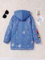 SHEIN Kids EVRYDAY Tween Girl Letter Graphic Thermal Lined Hooded Coat