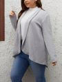 SHEIN Plus Shawl Collar Open Front Cardigan