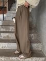 FriFul Solid High Waist Wide Leg Suit Pants