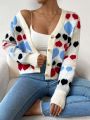 SHEIN Essnce Open Front Heart Pattern Oversized Cardigan