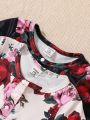 Baby Girls' 2pcs Floral Printed Button-Front Bodysuit