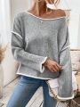 SHEIN Essnce Women's Color Block Drop Shoulder Sweater