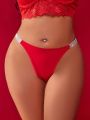 SHEIN Plus Size Women's Diamond Studded Elastic Band Underwear