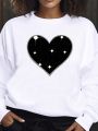 Plus Size Love Printed Round Neck Sweatshirt