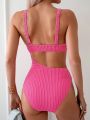 SHEIN Swim BAE Women's Hollow Out Waist One-piece Swimsuit