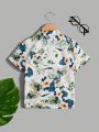 SHEIN Kids SUNSHNE Young Boy's Casual Vacation Plant Print Shirt