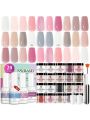 Saviland Dip Powder Nail Kit - 29PCS Dip Nails Powder Starters Kit 20 Glitter Dip Powder Colors Quick Dry Dip Powder Liquid Set Full Nail Dip Powder Kit for Beginners DIY Nail Art