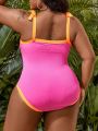 SHEIN Swim Vcay Women'S Plus Size Covered Strappy One-Piece Swimsuit