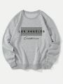 Men's Round Neck Long Sleeve Sweatshirt With Letter Print