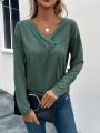 Button Decorated Drop Shoulder T-shirt