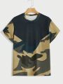 Manfinity RSRT Men'S Camouflage Printed Round Neck T-Shirt And Shorts Set
