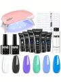 YEVYO PolyGel Kit With Everything with Nail UV Lamp, 6 Colors Blue Green Dark Poly Builder Nail Gel Nail Thickening Strengthen with Quicky-Dry Portable Set Nail Supplies for Manicure Beginner Easy Use Beauty Gifts