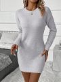 Women's Drop Shoulder Plush Sweater Dress