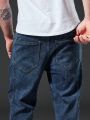 Men Plus Solid Straight Leg Jeans