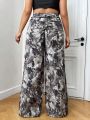 SHEIN ICON Plus Size Camouflage Waisted Fold Over Knee Cut Out Cargo Pants