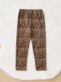 SHEIN Kids KDOMO Young Girls' Casual Leopard Print Soft Comfy Leggings