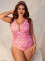 SHEIN Swim Mod Plus Size Women'S Printed Tank One-Piece Swimsuit