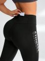 Yoga High Street Yoga High Street Letter Printed Sports Leggings With Phone Pocket