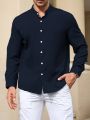Manfinity Basics Men's Plus Size Long Sleeve Button Down Shirt