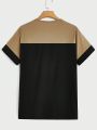 SHEIN Men'S Letter Print Color Block Short Sleeve T-Shirt