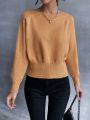 SHEIN Frenchy Casual Round Neck Solid Color Drop Shoulder Sleeve Sweater