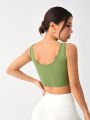 Daily&Casual Solid Color Women's Comfortable Workout Tank Top With Twist Knot Design