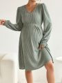 SHEIN Maternity V Neck Ribbed Knit Dress